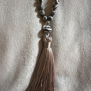108 Bead Meditation Necklace, Jap Mala black and white Ibizan Necklace