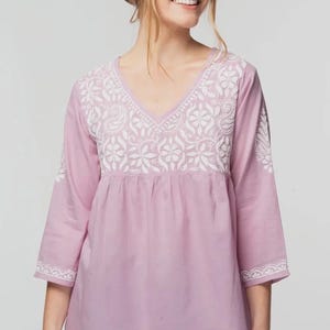 Pure cotton tunic tops, embroidered