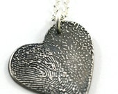 Fine Silver Double Fingerprint Pendant, Two Fingerprint Pendant, Fingerprint Heart Pendant, Gift Idea