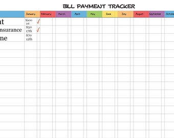 Bill Tracker Printable