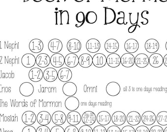 Book of Mormon Reading Chart/90 days/Printable