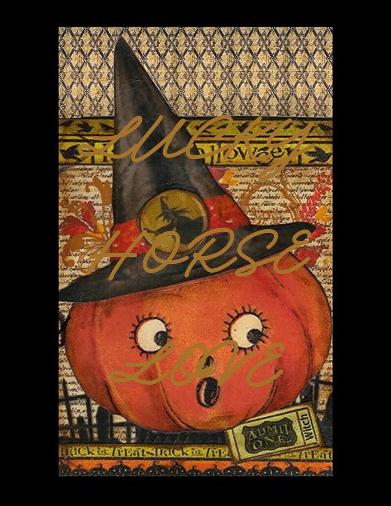 Vintage Retro Primitive Jack O Lantern Halloween Pumpkin, Digital Image ...