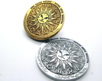 SUN ZODIAC PIN -  sun zodiac wheel inspired enamel pin.