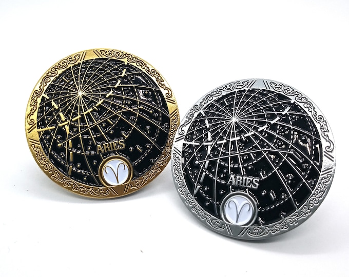 Aries Constellation Pin – Gold or Silver Zodiac Lapel Pin (45mm)