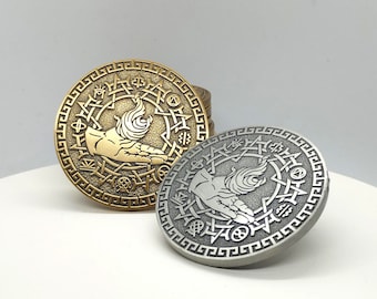 DND SORCERER COIN, large Dungeons and dragons charachter coin D20 rpg