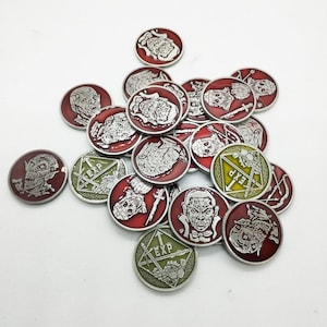 24 DND & TTRPG undead Token Coin set -24 premium brass Monster token coin set 2 - 3 colour options - Dungeons and dragons monster coins