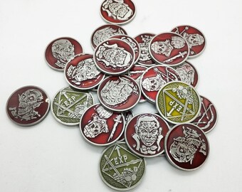 24 DND & TTRPG undead Token Coin set -24 premium brass Monster token coin set 2 - 3 colour options - Dungeons and dragons monster coins