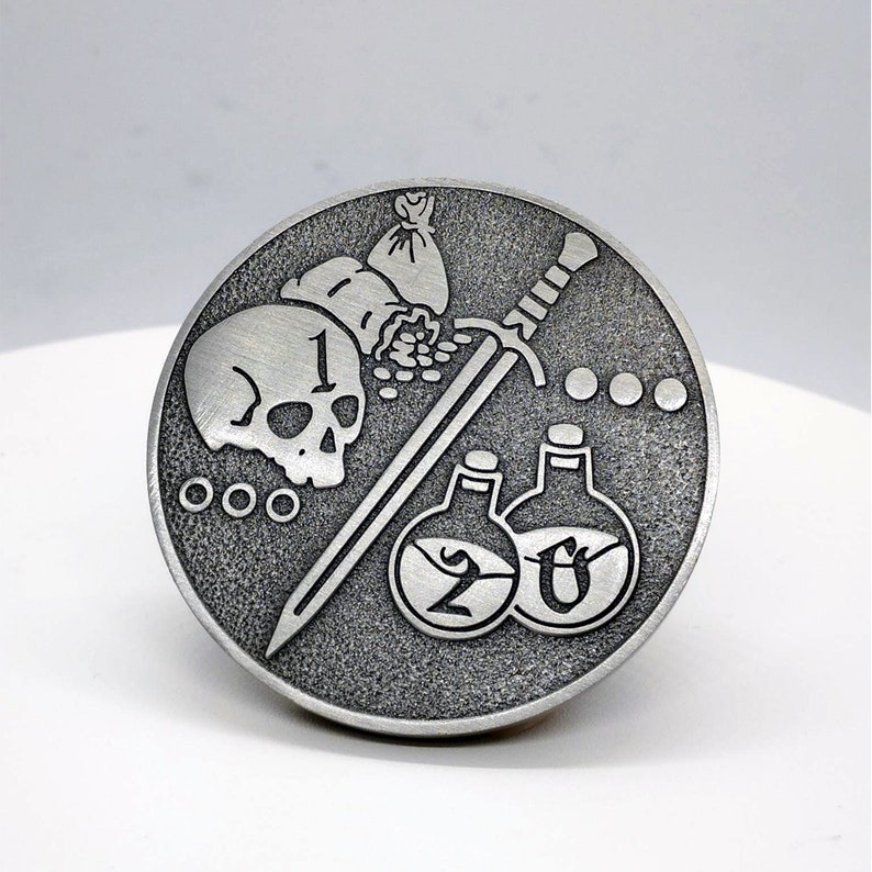DND ROGUE COIN, large Dungeons and dragons charachter coin D20 rpg image 8