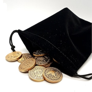 14 DND CHARACTER TOKENS, 1 inch Dungeons and dragons charachter coins D20 rpg
