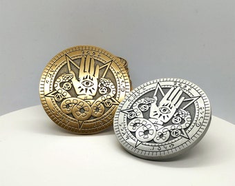 DND WARLOCK COIN, large Dungeons and dragons charachter coin D20 rpg