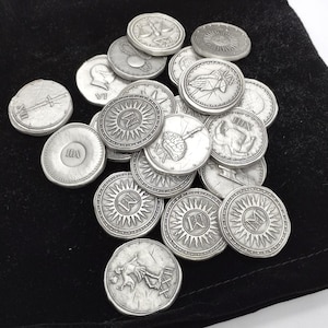 22 DND Coins Of Many Things , 1 inch Dungeons and dragons charachter coins D20 rpg