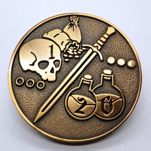 DND ROGUE COIN, large Dungeons and dragons charachter coin D20 rpg image 5