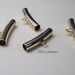 6x30mm Curved Circular Tube with Link, 5mm I.D., Curved Tube Bail, Curved Tube for Leather, 4pc, 16k Gold/Original Rhodium Plated Brass