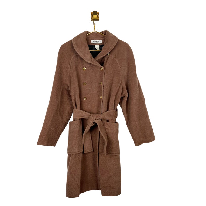 Vintage Sonia Rykiel Alpaca & Wool Belted Caramel Long Coat Double Breasted shops Sz S
