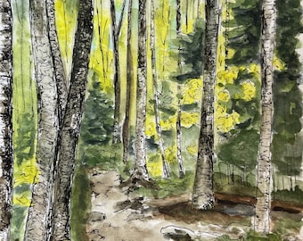 Fall hike in Great Smoky Mountains fine art print from original painting
