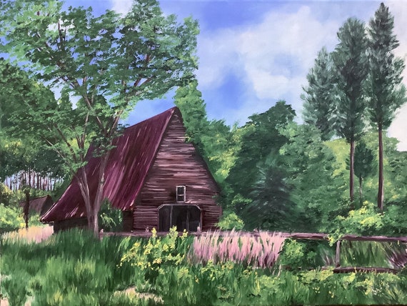 tobacco barn paintings Vanishing Art Print Rough cut wood. Mystery of the Tobacco Barn
