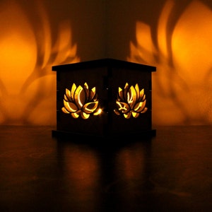 Lotus Flower, Tea Light Candle Holder, Wood, Laser Cut