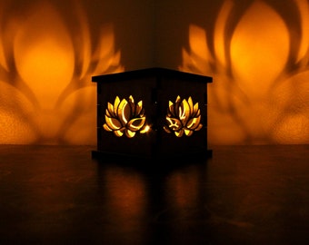 Lotus Flower, Tea Light Candle Holder, Wood, Laser Cut