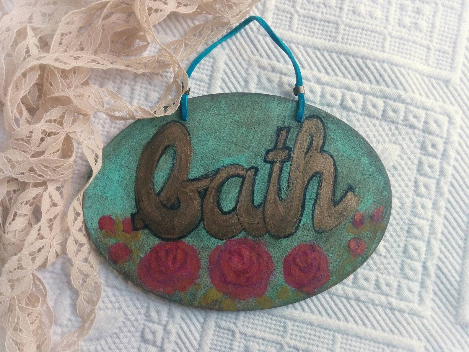 Vintage Style Bath Plaque Hand Painted in Antique Light Etsy