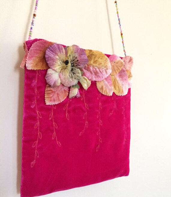 pink velvet handbag