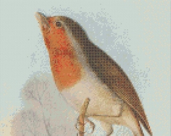 Animal PDF Cross Stitch Chart - (ref238) Robin
