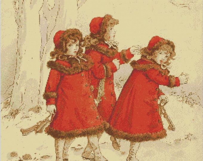 Vintage People PDF Cross Stitch Charts- (Ref-037) Off Skating