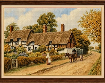 Shottery Country Cottage Cross Stitch Pattern PDF | Instant Download