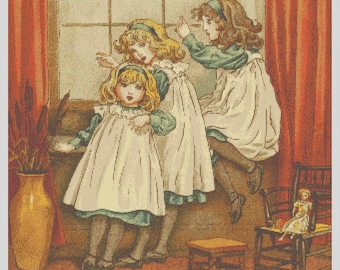 Vintage People PDF Cross Stitch Charts- (Ref-056) Waiting by the Window