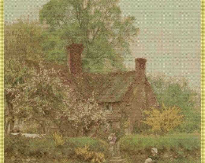 Country Cottage PDF Cross Stitch Charts - (ref-005) Chiddingfold Country Cottage