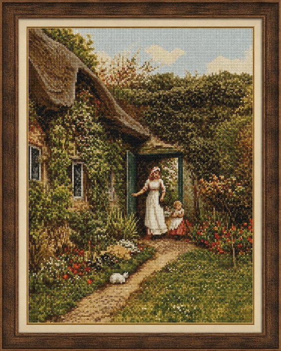 The Dairy Door Cross Stitch Pattern PDF, English Cottage Garden Chart, Anchor Threads, Instant Download