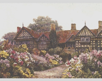Country Cottages PDF Cross Stitch Charts:- (ref-123) Speke Hall
