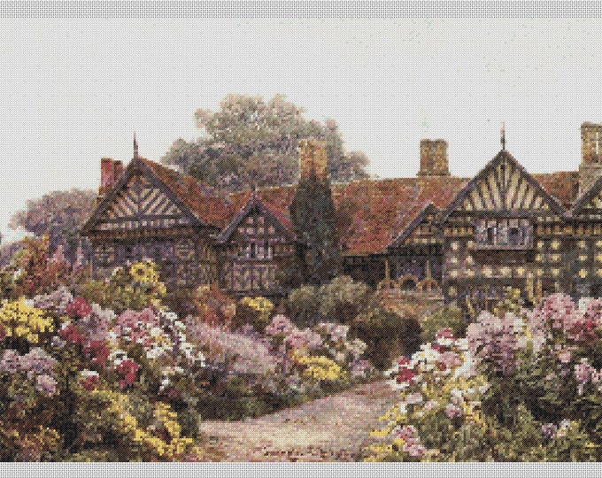 Country Cottages PDF Cross Stitch Charts:- (ref-123) Speke Hall
