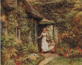 Country Cottages PDF Cross Stitch Charts:- (ref-114) The Dairy Door
