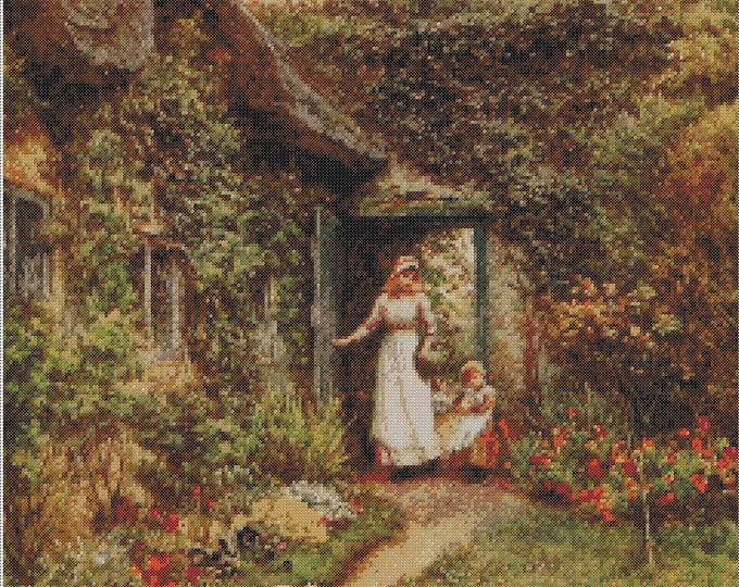 Country Cottages PDF Cross Stitch Charts:- (ref-114) The Dairy Door