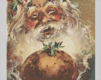 Christmas PDF Cross Stitch Charts - (ref 198) Santas Christmas Puddings