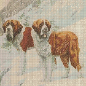 Animal PDF Cross Stitch Chart - St. Bernards Dogs