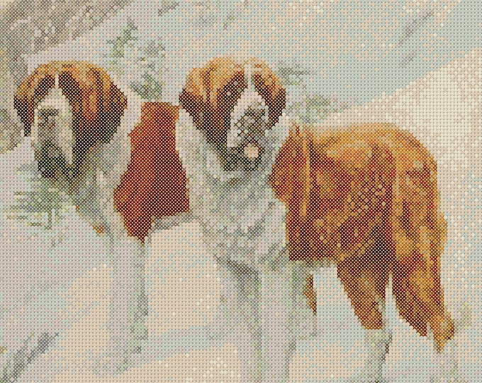 Animal PDF Cross Stitch Chart - St. Bernards Dogs