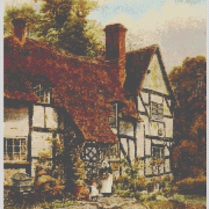 Country Cottages PDF Cross Stitch Charts:- (ref-154) Harvington Country Cottage