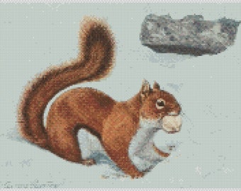 Animal PDF Cross Stitch Chart - (ref219) Red Squirrel