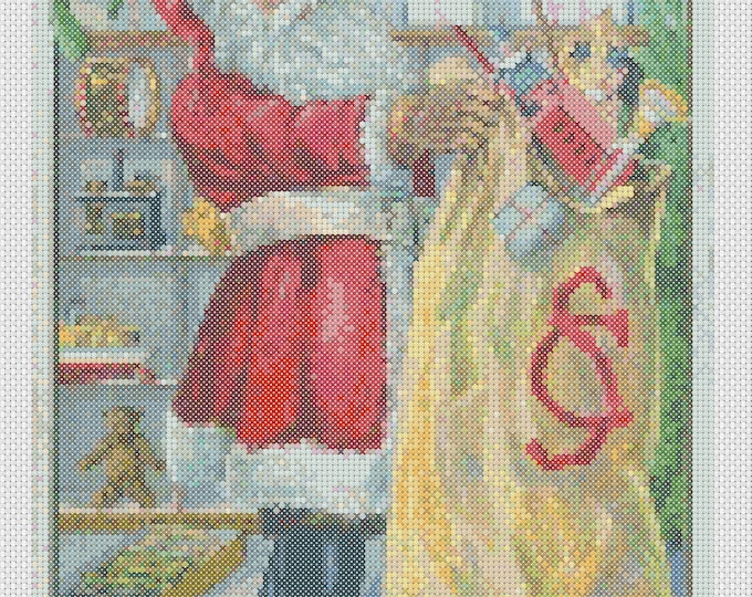 Christmas PDF Cross Stitch Charts:- (ref-201) Santa and his Presents