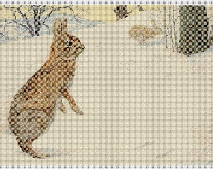 Animal PDF Cross Stitch Chart - (ref220) Cottontail Rabbit