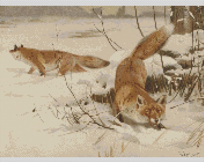 Animal PDF Cross Stitch Chart -(ref228) Common Fox