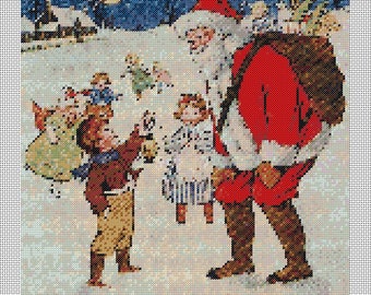 Christmas PDF Cross Stitch Charts:- (ref-184) Santa and Children