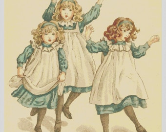 Vintage People PDF Cross Stitch Charts- (Ref-055) Three Sisters Dancing