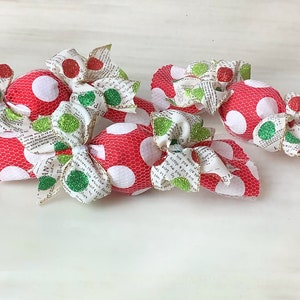 Whimsical Fabric Red & White Polka Dotted Faux Candy Decorations, Wreath Attachments, Embellishments, Christmas Candy Decorations