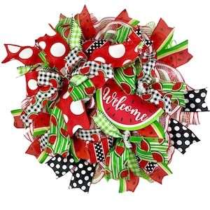 Watermelon Wreath for Front Door, Spring Summer Wreath, Watermelon Decorations