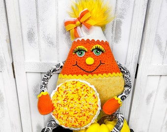 Halloween Posable Candy Corn Wreath Attachment,  Large Candy Corn 2 Sided Cookie with Sprinkles, Candy Corn Decorations