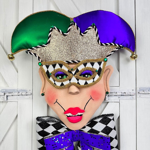 mardi gras jester wreath