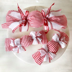 Faux Fabric Peppermint Candy Decorations for Christmas , Candy Cane Pattern Wreath Attachments, Embellishments