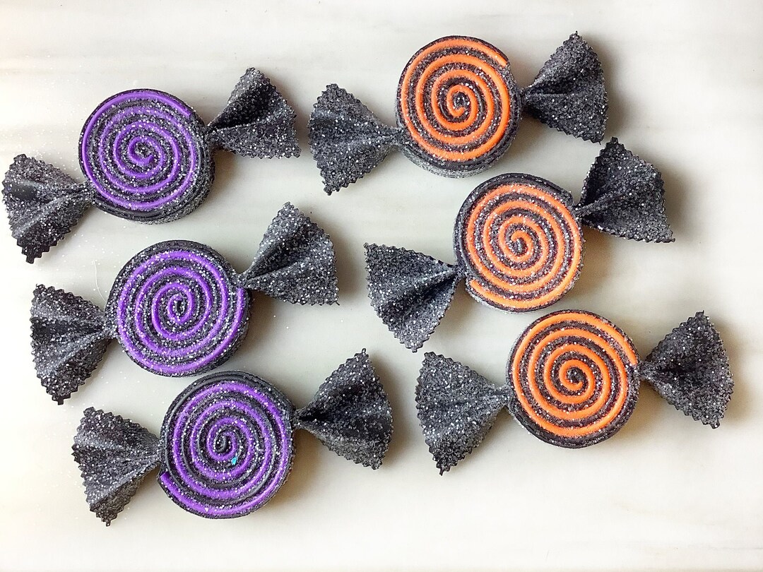 Faux Halloween Candy Decorations ORANGE PURPLE GREEN , Wreath